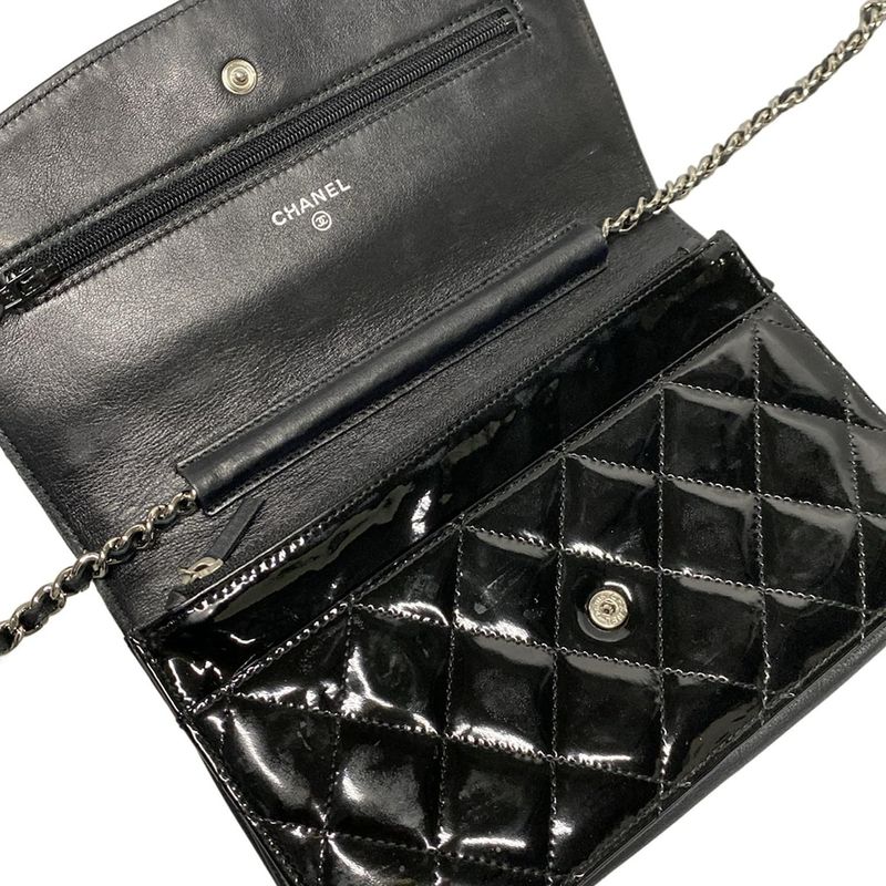 Chanel Wallet Matelasse / Brilliant A48692 Black Chain Wallet / Silver Hardware