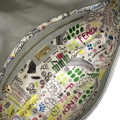 Fendi Handbag Mamma Bucket 8br600-ymu Silver Detachable Strap / Logo Embossed