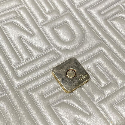 Fendi Handbag Mamma Bucket 8br600-ymu Silver Detachable Strap / Logo Embossed