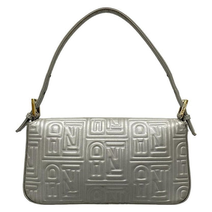 Fendi Handbag Mamma Bucket 8br600-ymu Silver Detachable Strap / Logo Embossed