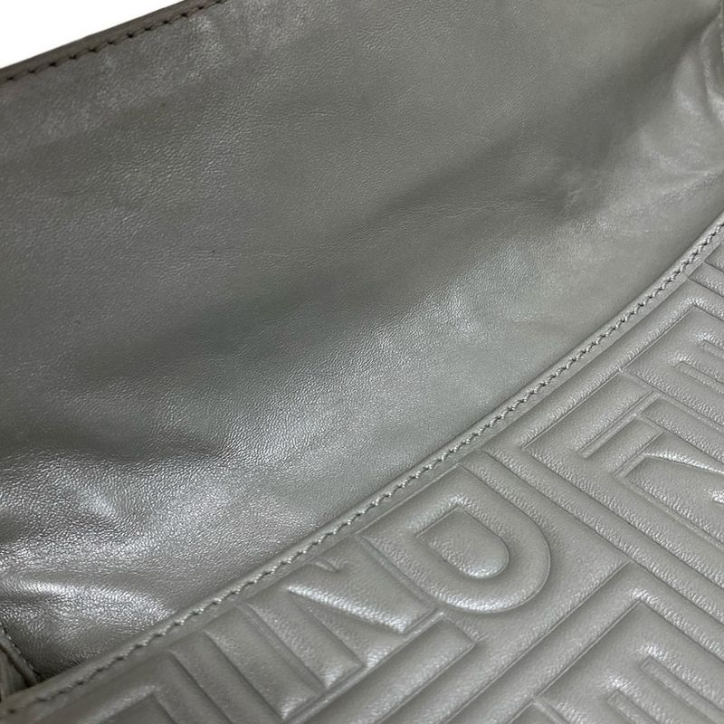 Fendi Handbag Mamma Bucket 8br600-ymu Silver Detachable Strap / Logo Embossed