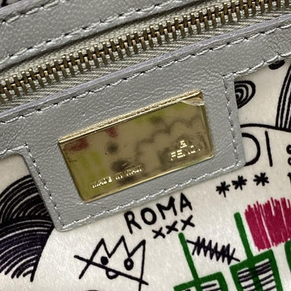 Fendi Handbag Mamma Bucket 8br600-ymu Silver Detachable Strap / Logo Embossed