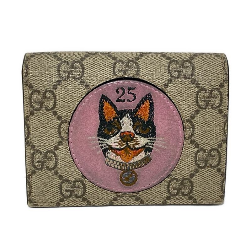 Gucci Bifold Wallet GG Plus GG Supremebosco Applique 506277 Beige And Dark