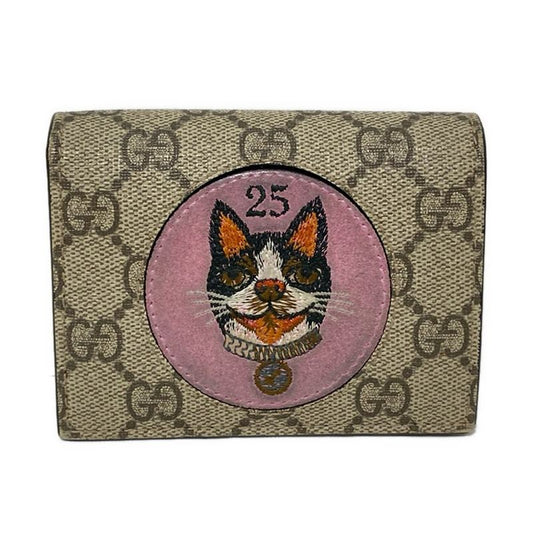 Gucci Bifold Wallet GG Plus GG Supremebosco Applique 506277 Beige And Dark