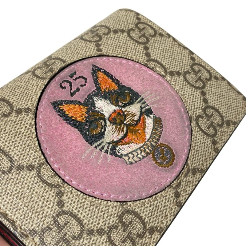 Gucci Bifold Wallet GG Plus GG Supremebosco Applique 506277 Beige And Dark