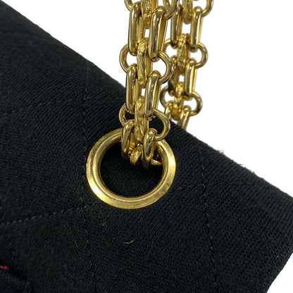 Chanel Shoulder Bag Double Flap Matelasse Black Mademoiselle Chain/gold