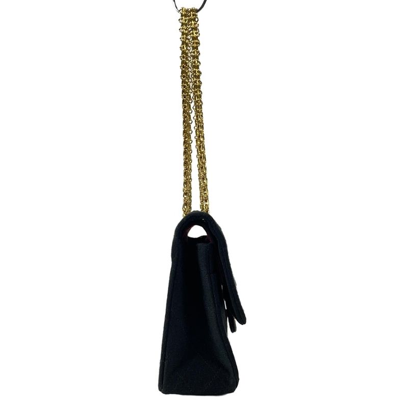 Chanel Shoulder Bag Double Flap Matelasse Black Mademoiselle Chain/gold