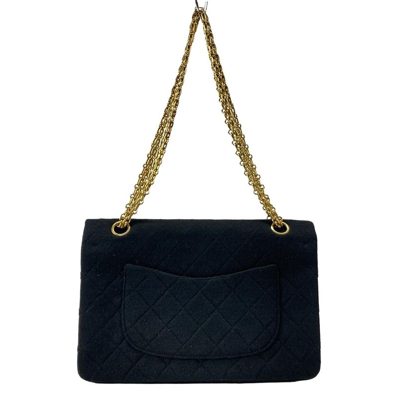 Chanel Shoulder Bag Double Flap Matelasse Black Mademoiselle Chain/gold