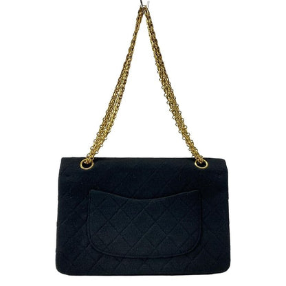Chanel Shoulder Bag Double Flap Matelasse Black Mademoiselle Chain/gold