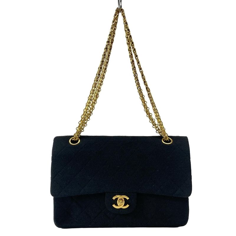 Chanel Shoulder Bag Double Flap Matelasse Black Mademoiselle Chain/gold