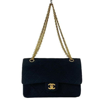 Chanel Shoulder Bag Double Flap Matelasse Black Mademoiselle Chain/gold