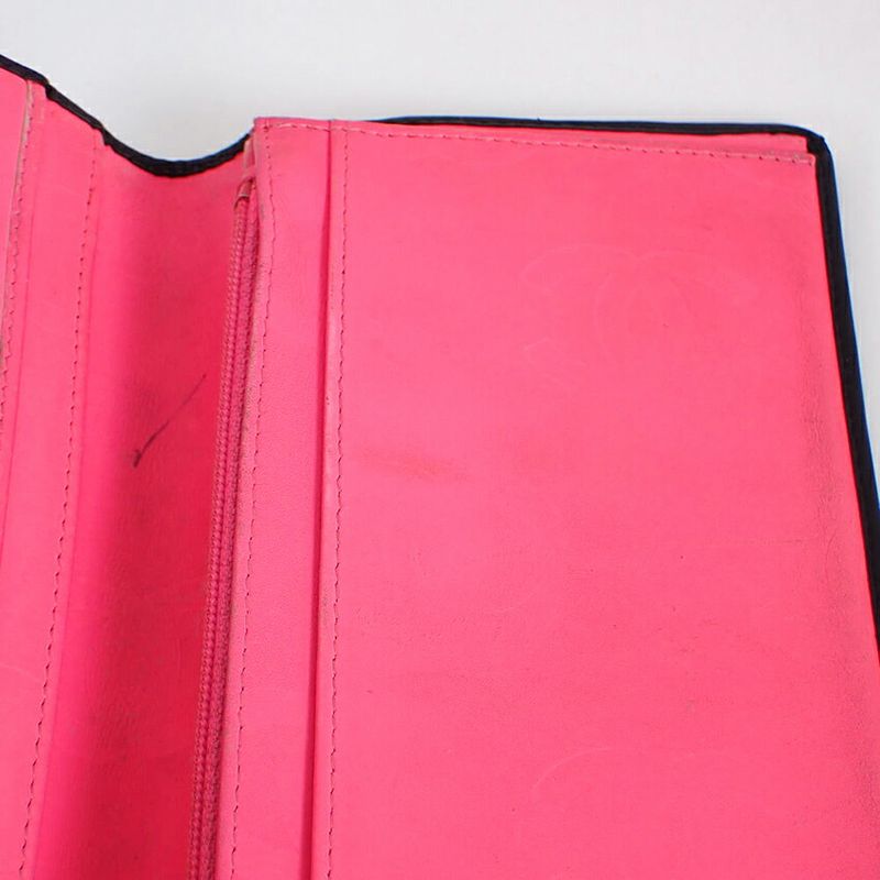 Chanel Cambon Line Black And Pink Long Wallet//b49-22