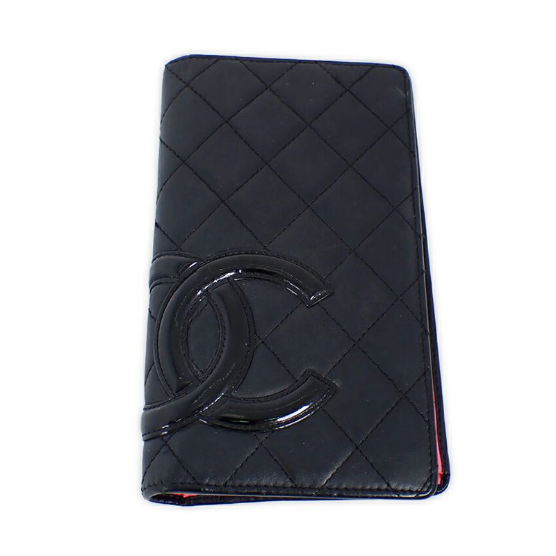 Chanel Cambon Line Black And Pink Long Wallet//b49-22