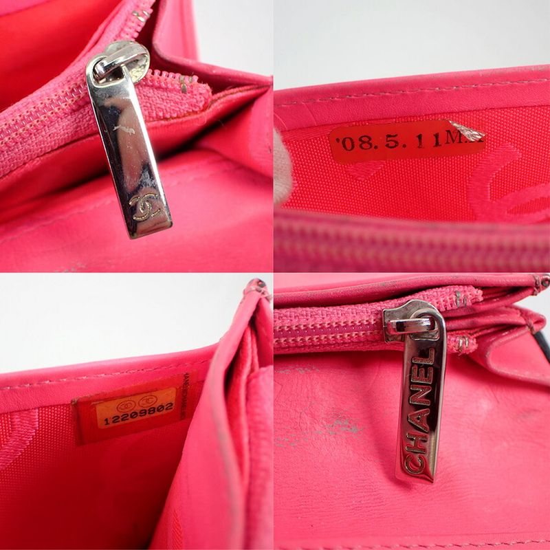 Chanel Cambon Line Black And Pink Long Wallet//b49-22