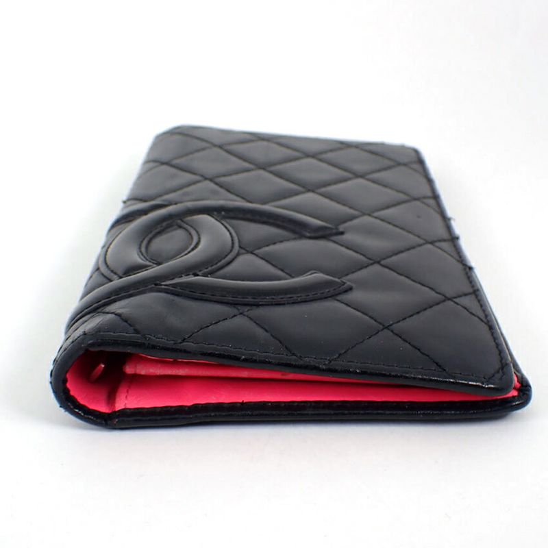 Chanel Cambon Line Black And Pink Long Wallet//b49-22