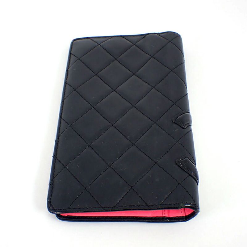 Chanel Cambon Line Black And Pink Long Wallet//b49-22