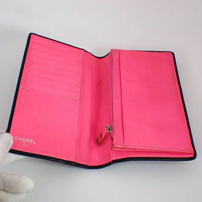 Chanel Cambon Line Black And Pink Long Wallet//b49-22