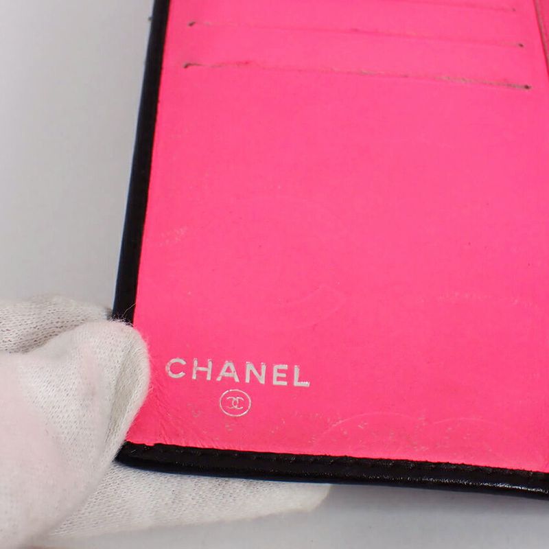 Chanel Cambon Line Black And Pink Long Wallet//b49-22