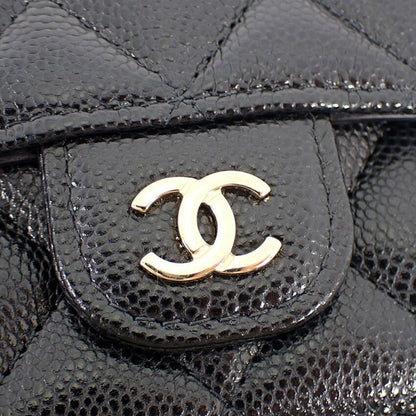 Chanel Caviar Skin Black Trifold Wallet//b49-21