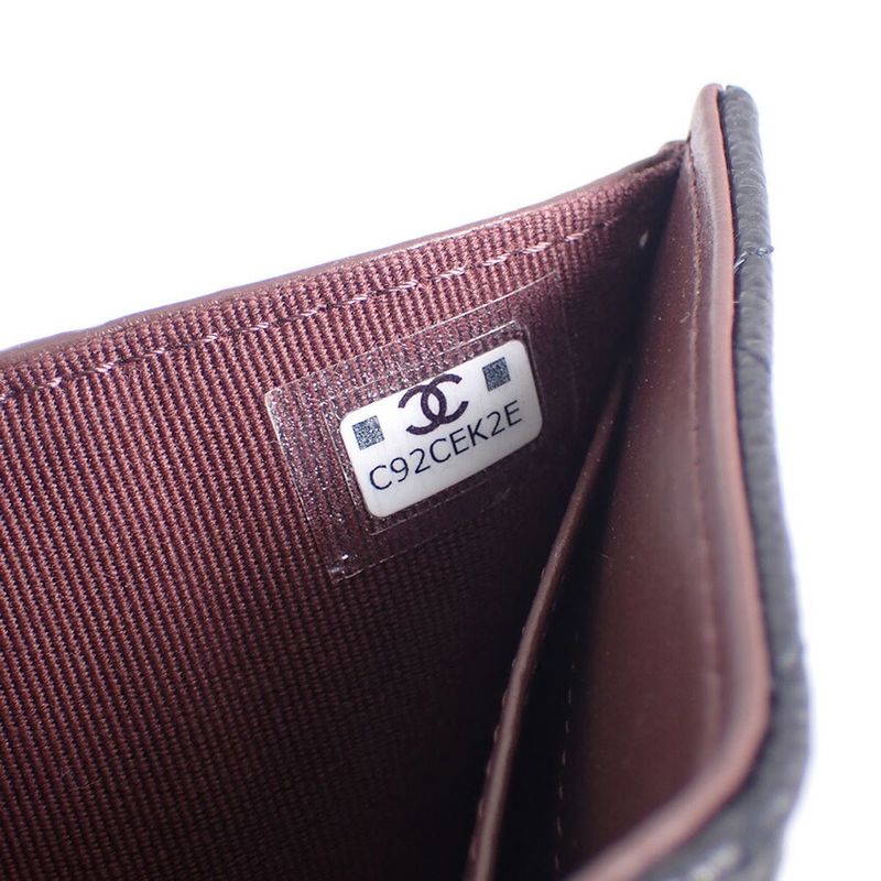 Chanel Caviar Skin Black Trifold Wallet//b49-21