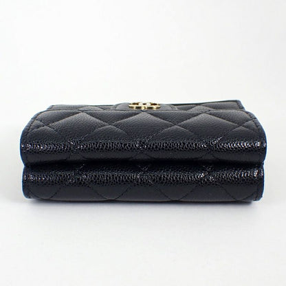 Chanel Caviar Skin Black Trifold Wallet//b49-21