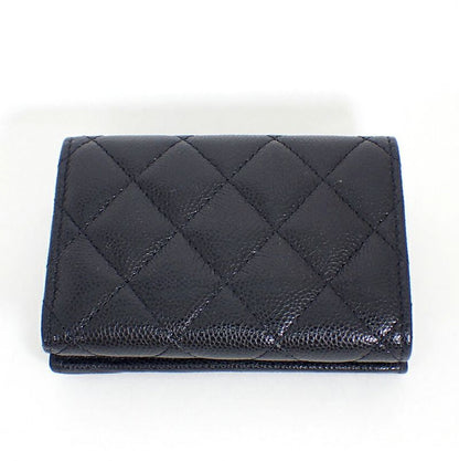 Chanel Caviar Skin Black Trifold Wallet//b49-21