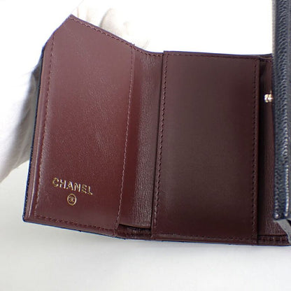 Chanel Caviar Skin Black Trifold Wallet//b49-21