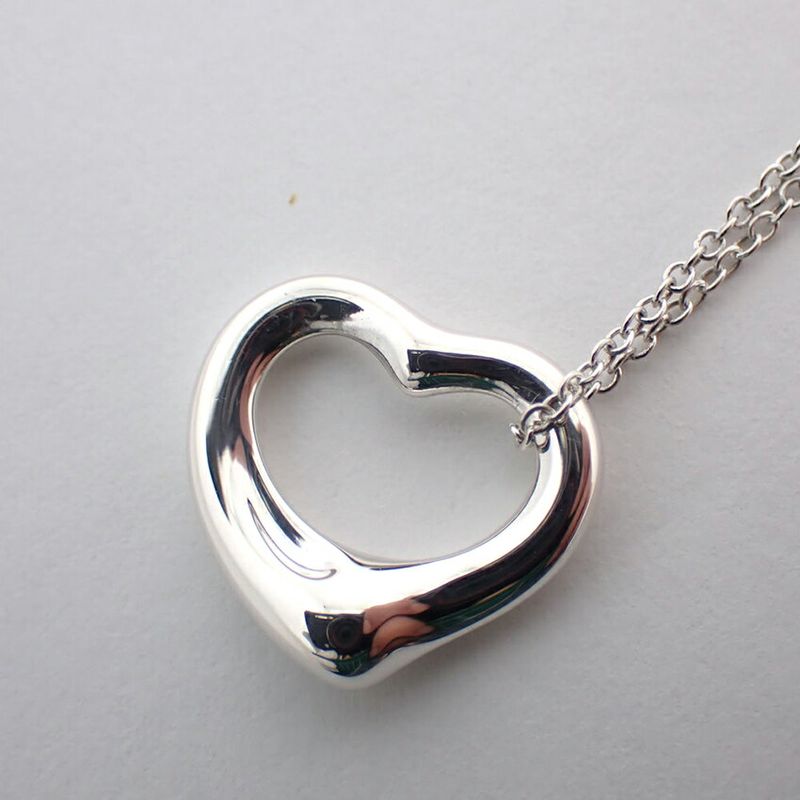 Tiffany & Co 925 Open Heart Pendant /necklace //j38-8