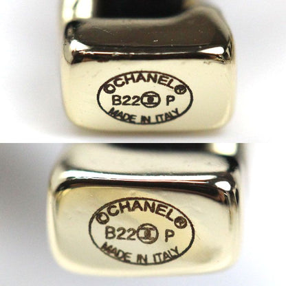 Chanel Leather Metal Coco Mark Hoop Earrings Ab7844 Ladies Pre-owned