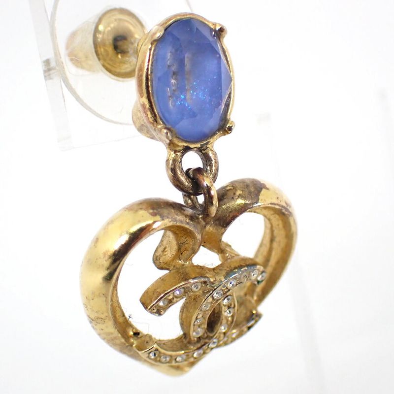 Chanel Coco Mark Rhinestone Earrings One Side //j19-40