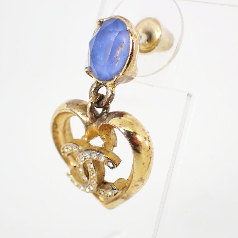 Chanel Coco Mark Rhinestone Earrings One Side //j19-40