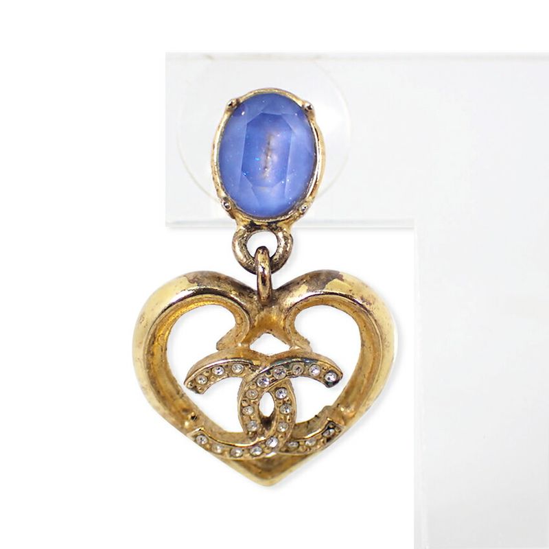 Chanel Coco Mark Rhinestone Earrings One Side //j19-40