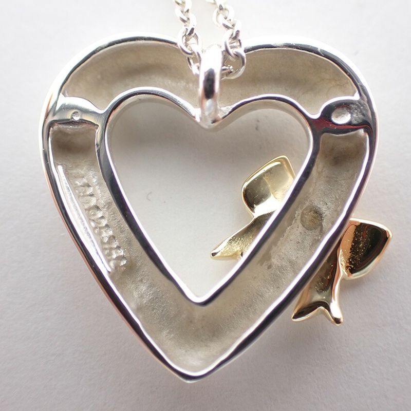 Tiffany & Co 925/750 Heart Ribbon Pendant /necklace /j30-29