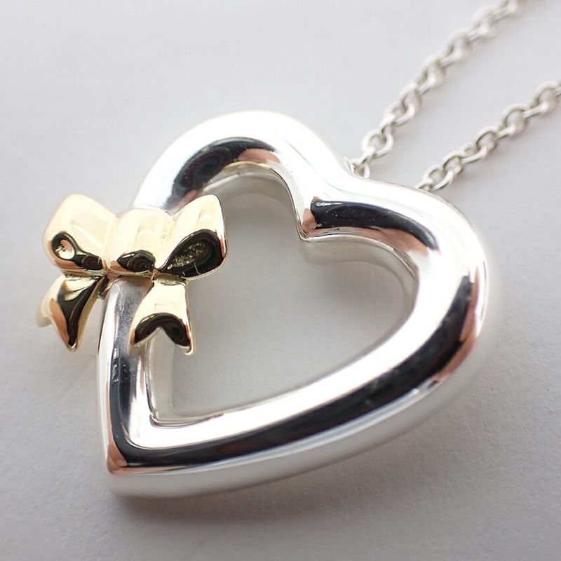Tiffany & Co 925/750 Heart Ribbon Pendant /necklace /j30-29