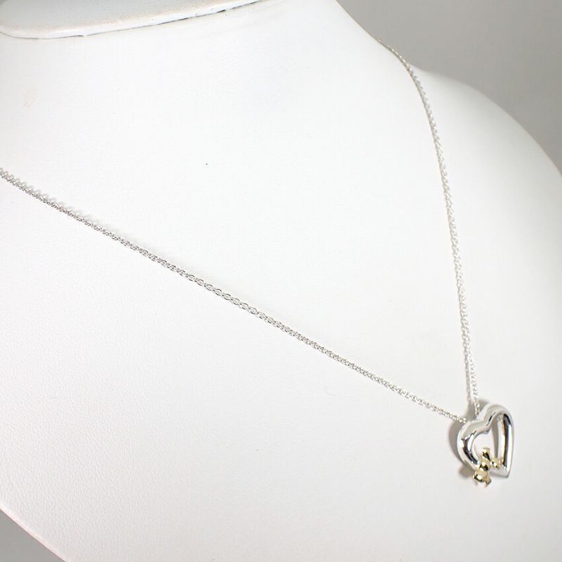 Tiffany & Co 925/750 Heart Ribbon Pendant /necklace /j30-29