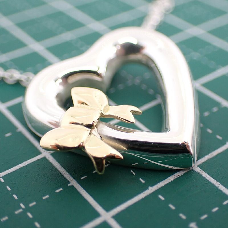 Tiffany & Co 925/750 Heart Ribbon Pendant /necklace /j30-29