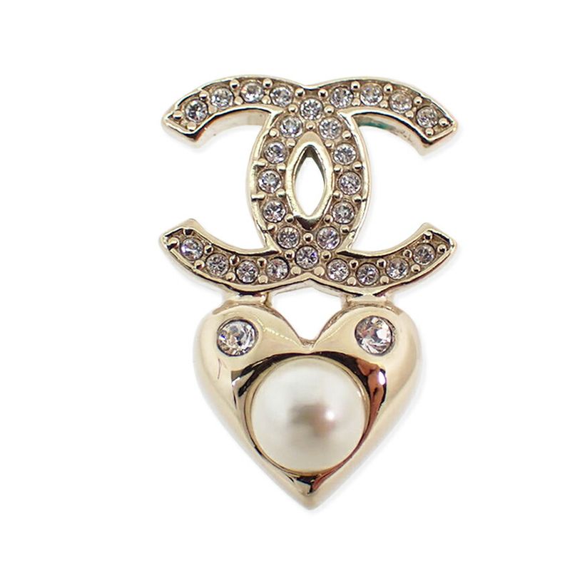 Chanel Coco Mark Faux Pearl Rhinestone Earrings One Side//j39-1