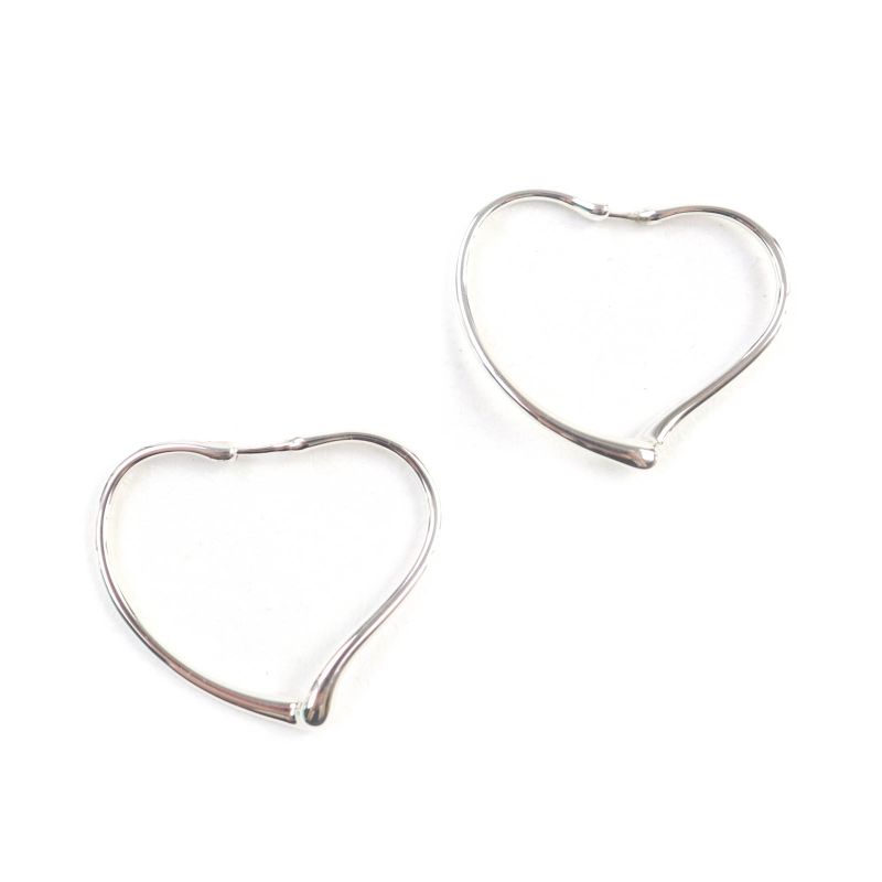 Tiffany & Co Elsa Peretti Open Heart Hoop Earrings 925 Silver With