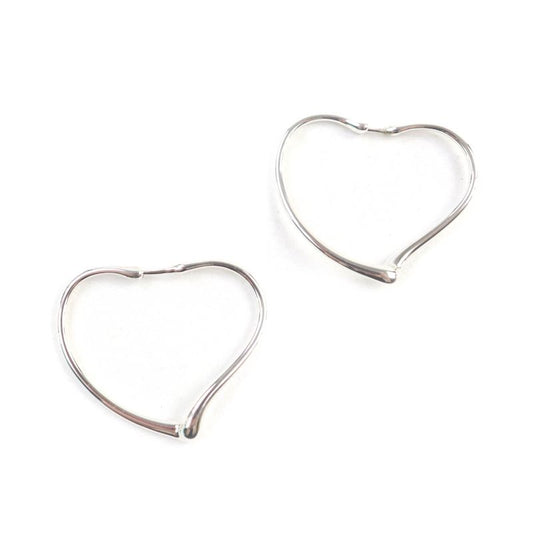 Tiffany & Co Elsa Peretti Open Heart Hoop Earrings 925 Silver With