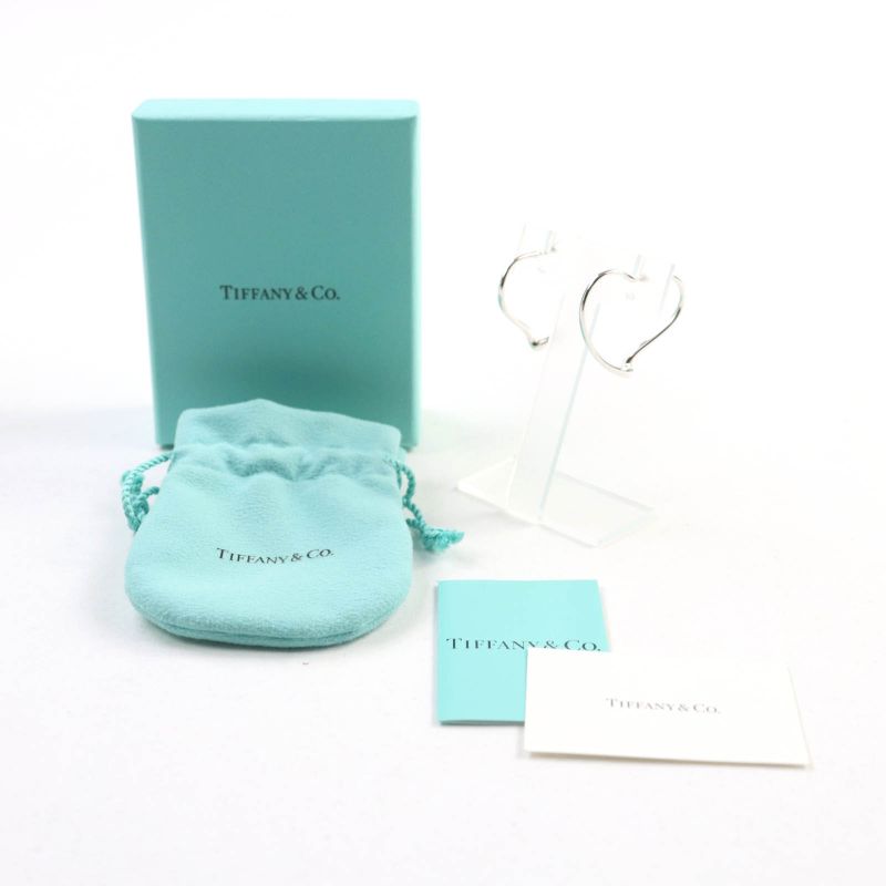 Tiffany & Co Elsa Peretti Open Heart Hoop Earrings 925 Silver With