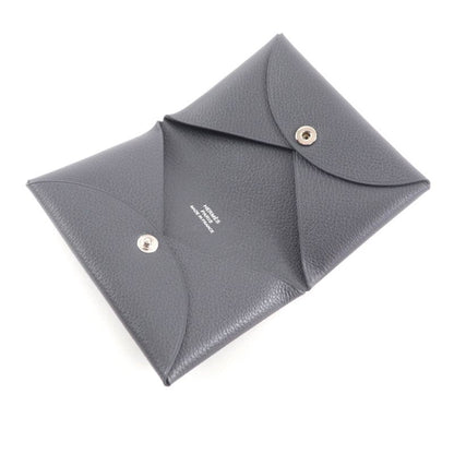 Hermes Calvi Grimayer Evercolor Silver Hardware Card Case Engraved W With Box