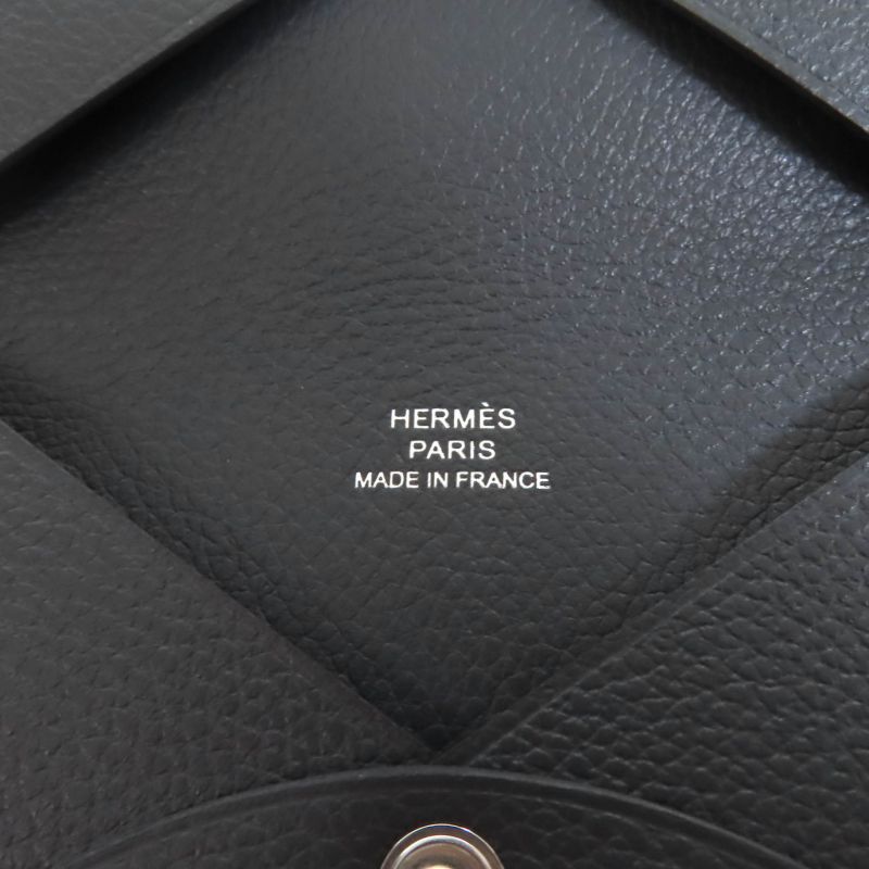 Hermes Calvi Grimayer Evercolor Silver Hardware Card Case Engraved W With Box