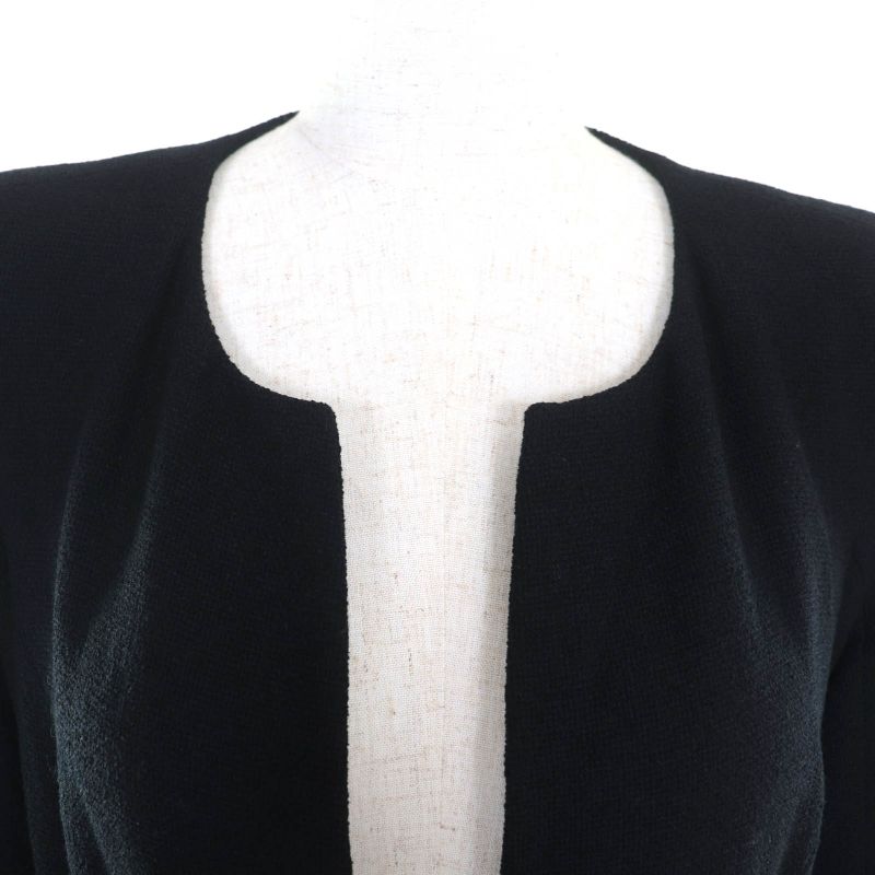 CHANEL 100% Silk Lined Long Sleeve Dress With BIG Coco Mark Buckle Belt Black