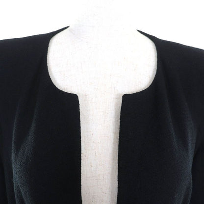 CHANEL 100% Silk Lined Long Sleeve Dress With BIG Coco Mark Buckle Belt Black