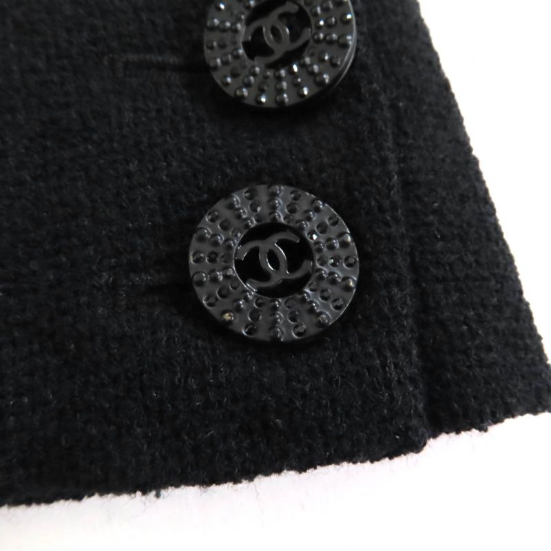 CHANEL 100% Silk Lined Long Sleeve Dress With BIG Coco Mark Buckle Belt Black