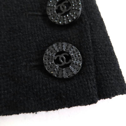 CHANEL 100% Silk Lined Long Sleeve Dress With BIG Coco Mark Buckle Belt Black