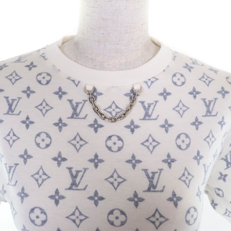 Louis Vuitton 100% Cotton Monogram Chain Decoration Crew Neck Short Sleeve