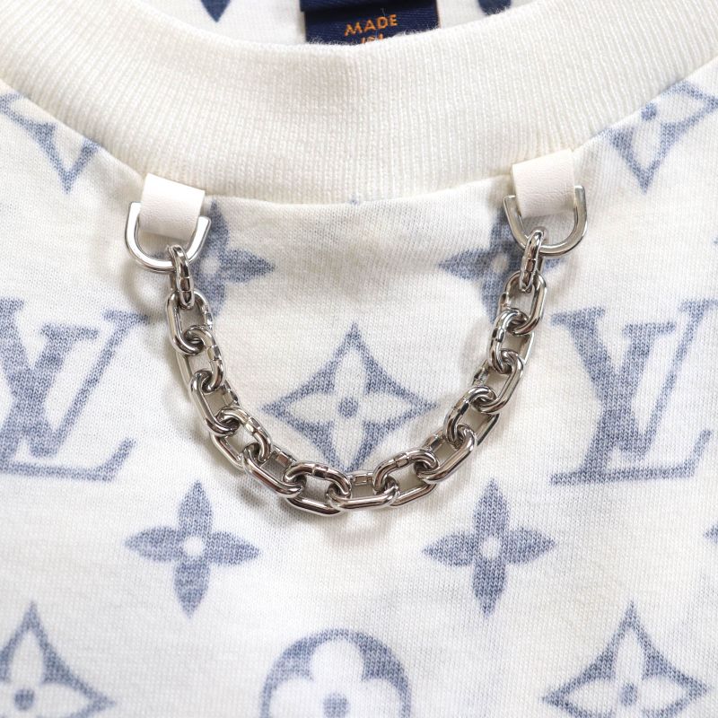 Louis Vuitton 100% Cotton Monogram Chain Decoration Crew Neck Short Sleeve