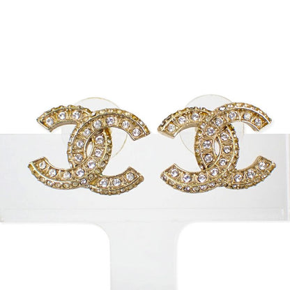 Chanel Coco Mark Rhinestone Earrings //j55-47