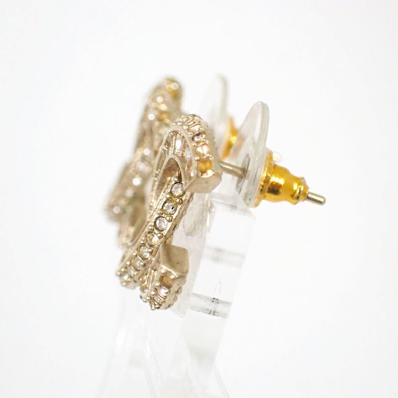 Chanel Coco Mark Rhinestone Earrings //j55-47
